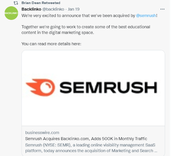 Semrush acquires Backlinko.com